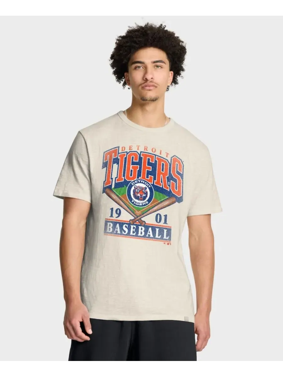 Мужская футболка с втачным рукавом и винтажным принтом Detroit Tigers Fanatics — изображение 1 из 3, бежевый