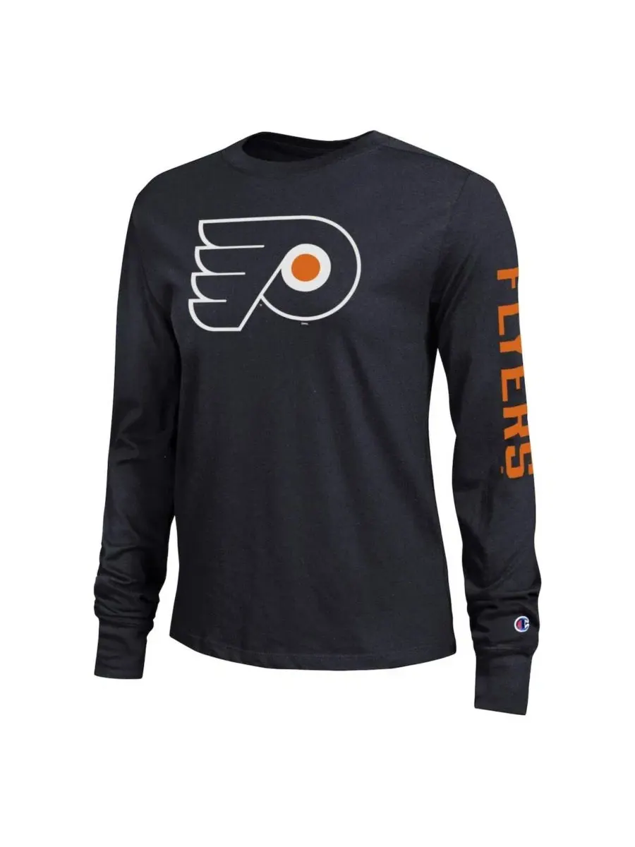 Футболка с длинным рукавом с принтом Philadelphia Flyers Champion — изображение 3 из 3, черный