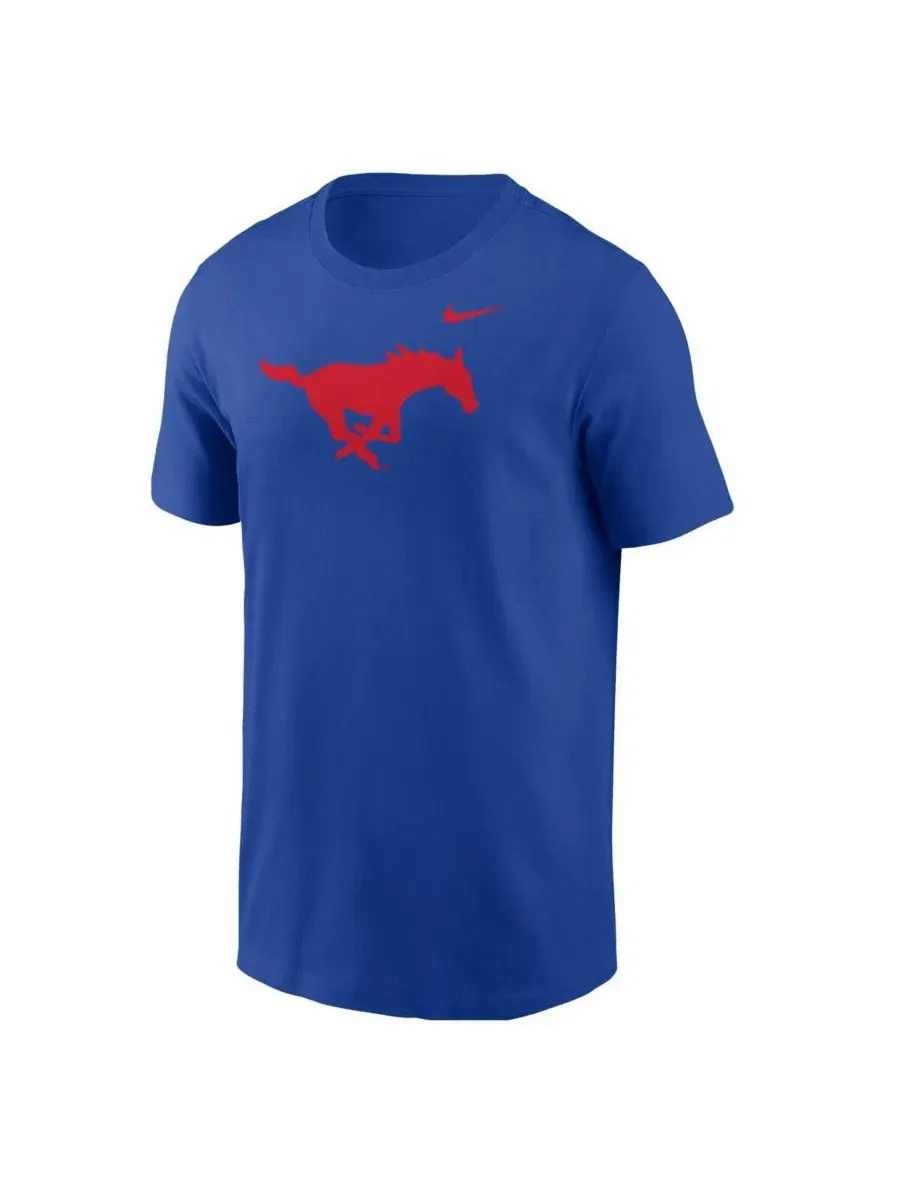 Футболка с коротким рукавом и круглым вырезом, с принтом, SMU Mustangs Primary Logo Nike — изображение 3 из 3, королевский
