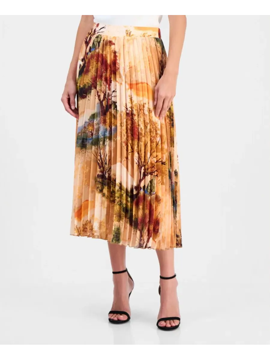Юбка с принтом и плиссировкой T Tahari, Riding Paradise Print — изображение 4 из 4