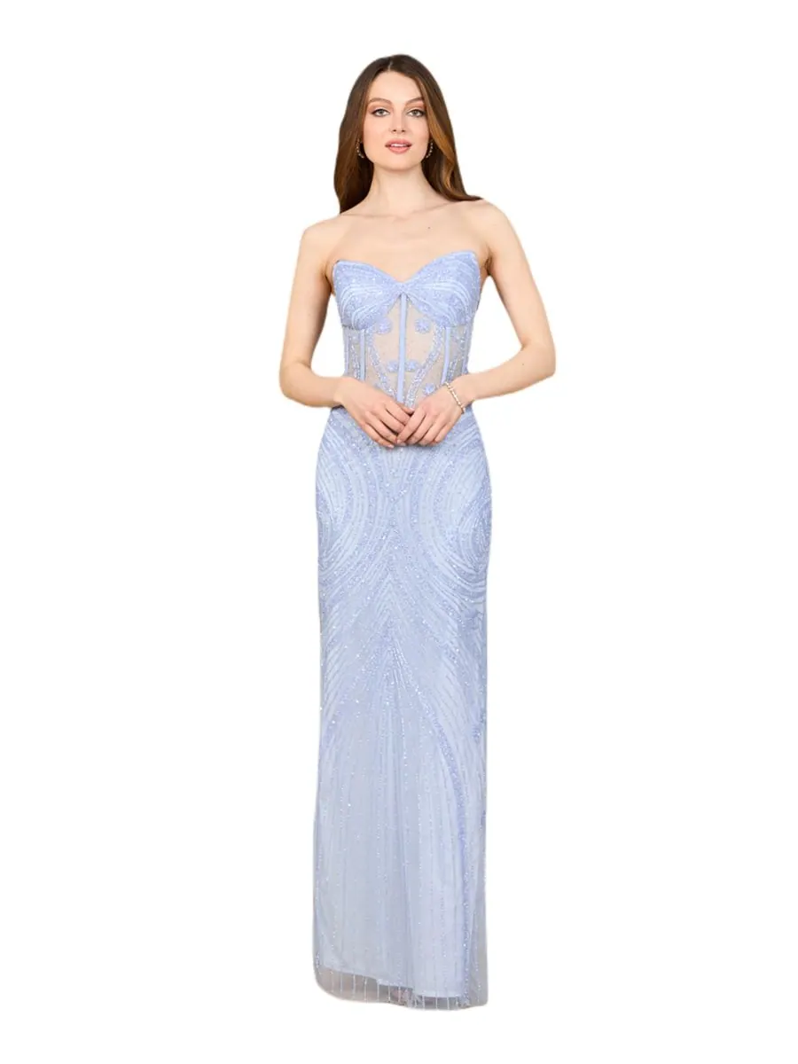 Женское платье-корсаж 9927 с бисером и разрезом Lara, Lt periwinkle — изображение 1 из 3