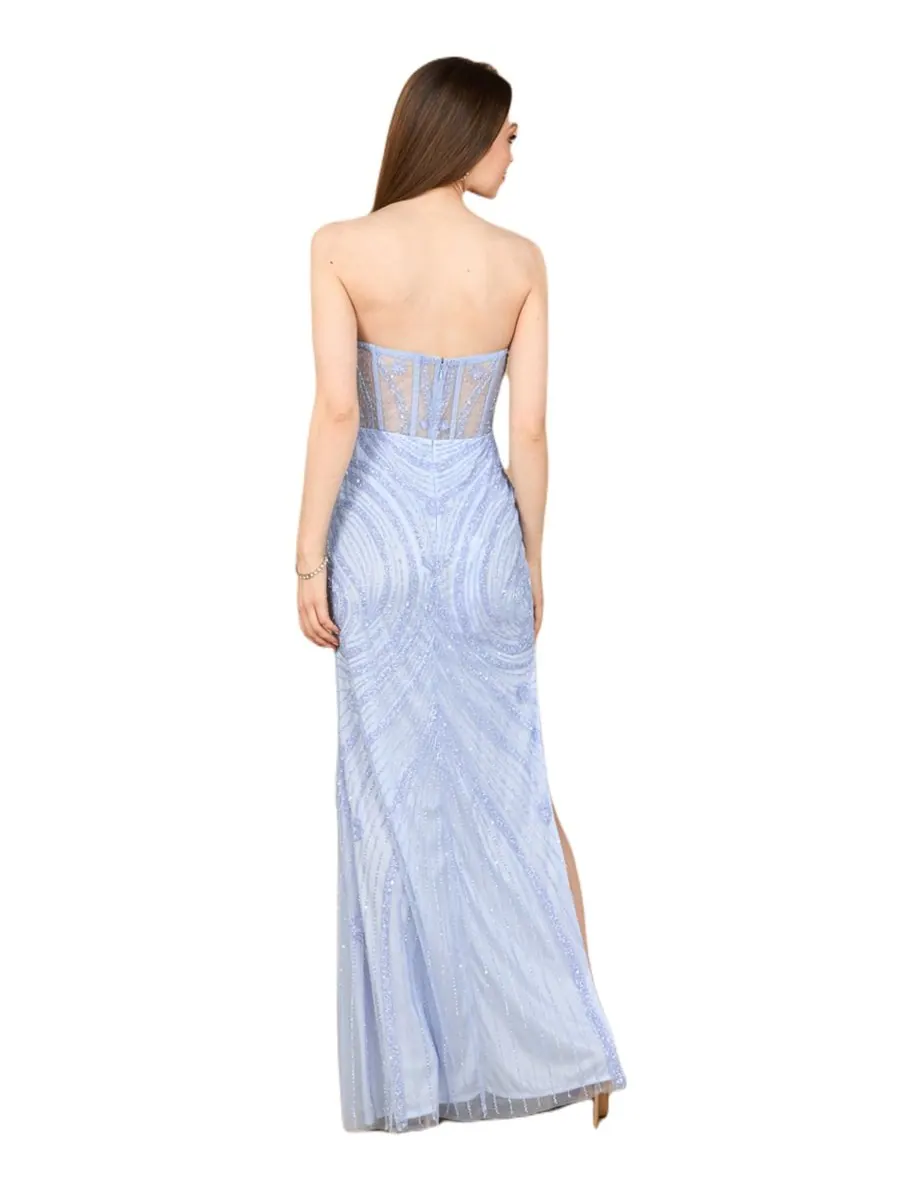 Женское платье-корсаж 9927 с бисером и разрезом Lara, Lt periwinkle — изображение 2 из 3