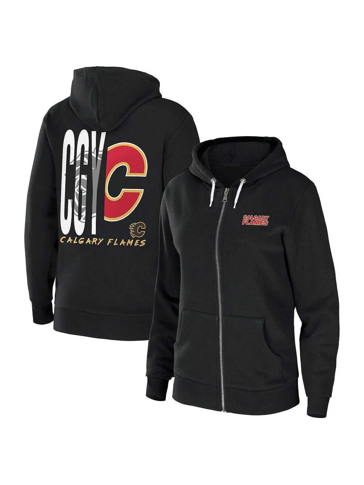 Женская черная толстовка из губчатого флиса с молнией во всю длину Calgary Flames WEAR by Erin — изображение 1 из 3, черный
