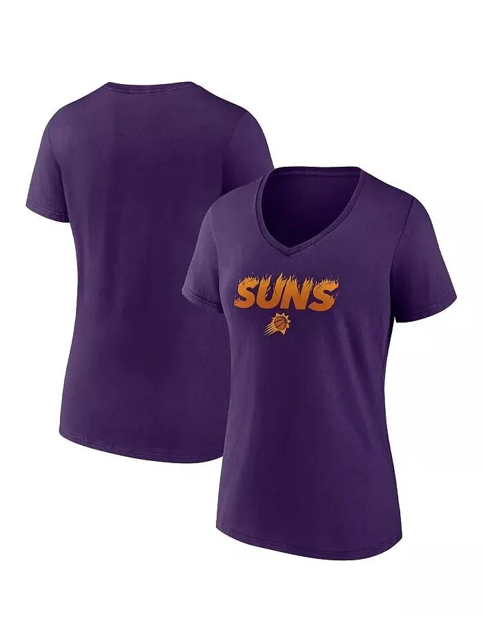 Женская фиолетовая футболка Phoenix Suns Hometown Collection On Fire с v-образным вырезом Fanatics — изображение 1 из 3