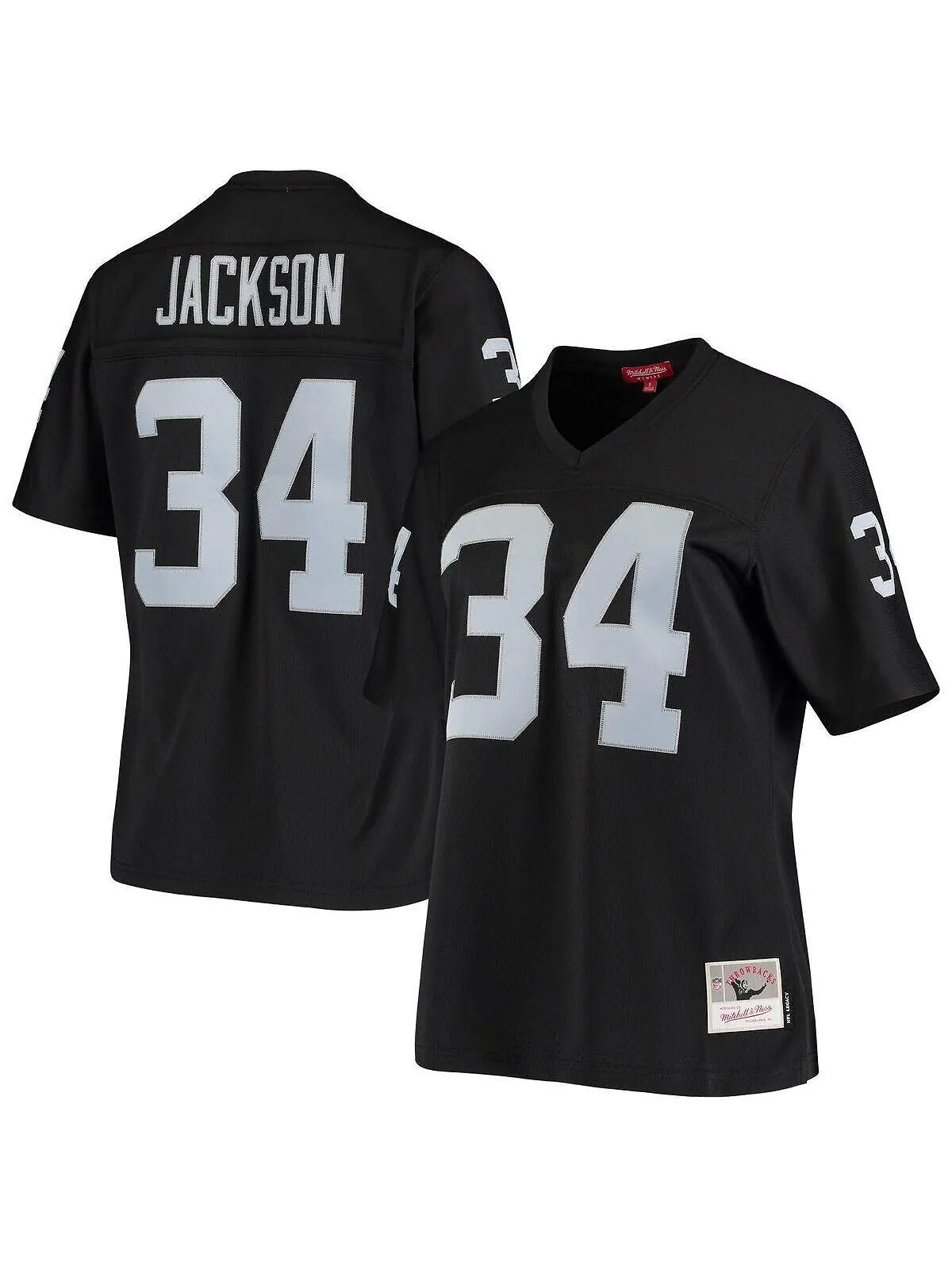 Женская черная футболка Bo Jackson Las Vegas Raiders 1988 Legacy Replica Mitchell & Ness — изображение 1 из 3, черный