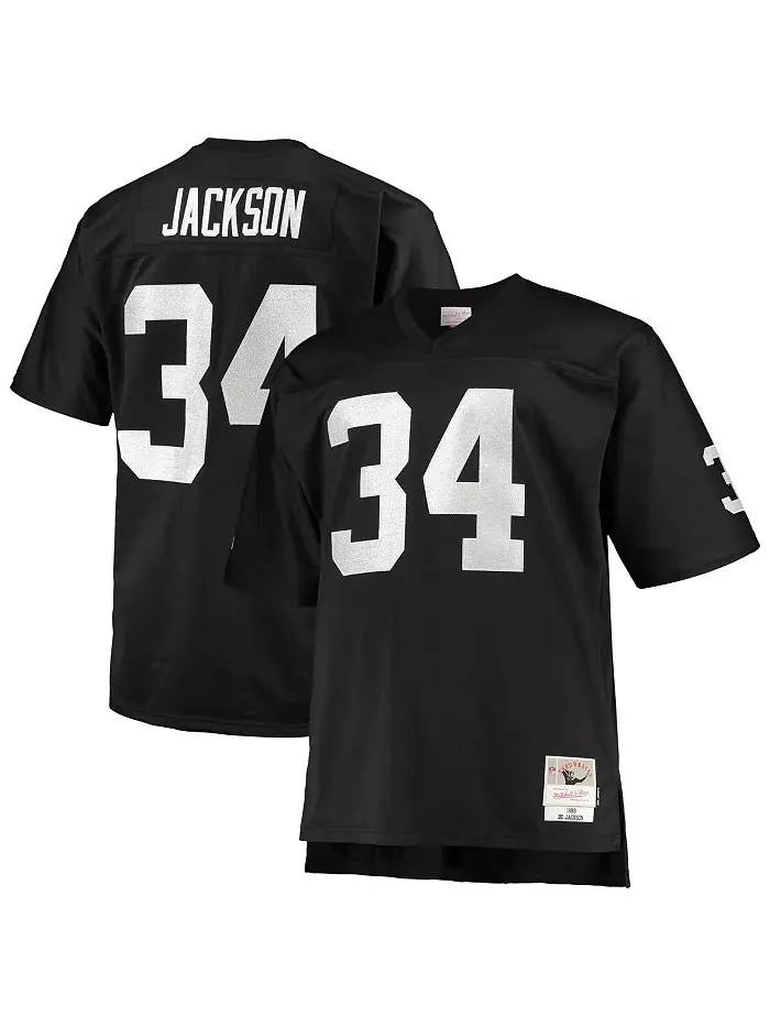 Мужская реплика джерси Bo Jackson Las Vegas Raiders 1988 года для высоких и полных, черная Mitchell — изображение 1 из 3
