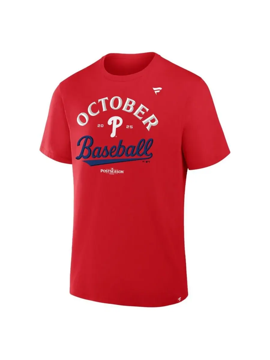Fanatics Мужская красная футболка Philadelphia Phillies 2025 MLB Postseason Locker Room — изображение 2 из 3, красный