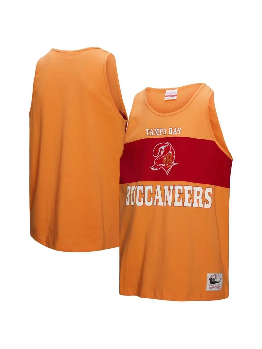 Mitchell & Ness Мужская оранжевая майка-топ в стиле ретро с цветными блоками и символикой команды — изображение 1 из 3