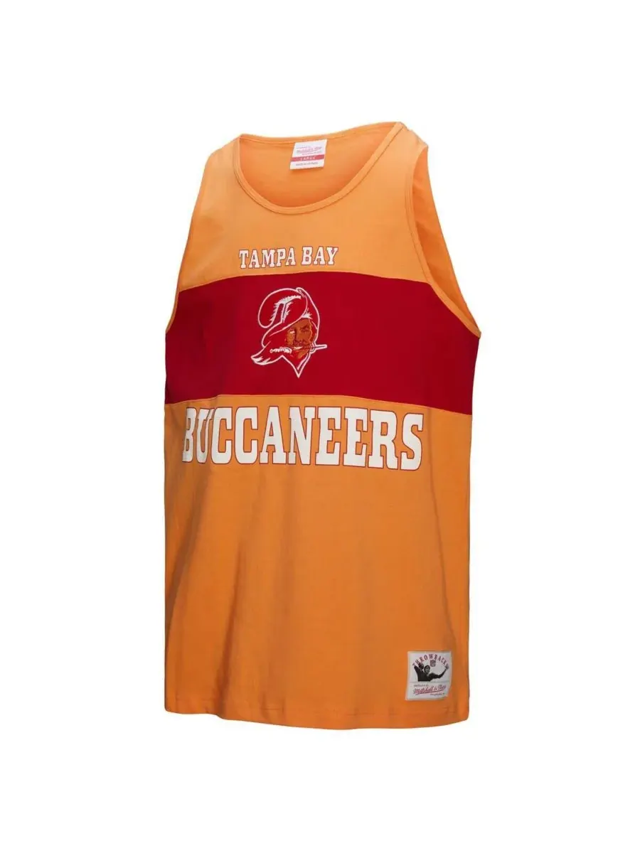 Mitchell & Ness Мужская оранжевая майка-топ в стиле ретро с цветными блоками и символикой команды — изображение 3 из 3