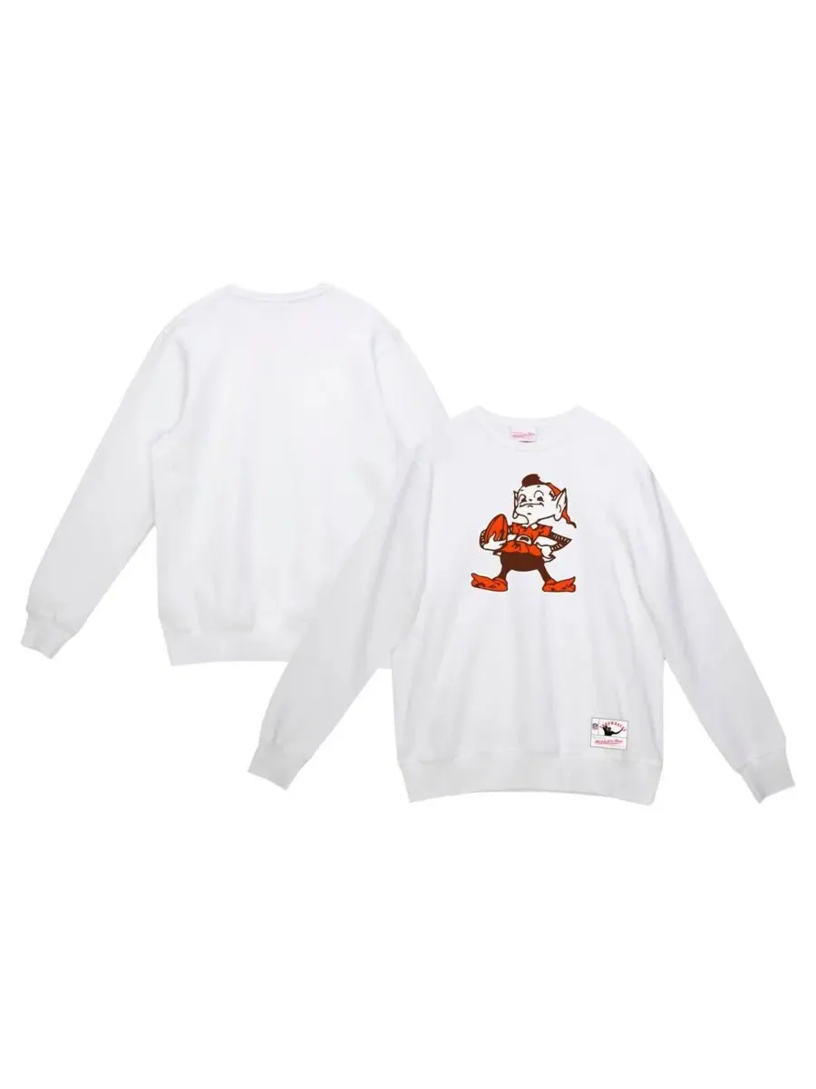 Mitchell & Ness Мужская белая флисовая толстовка с символикой команды Cleveland Browns — изображение 1 из 3, белый