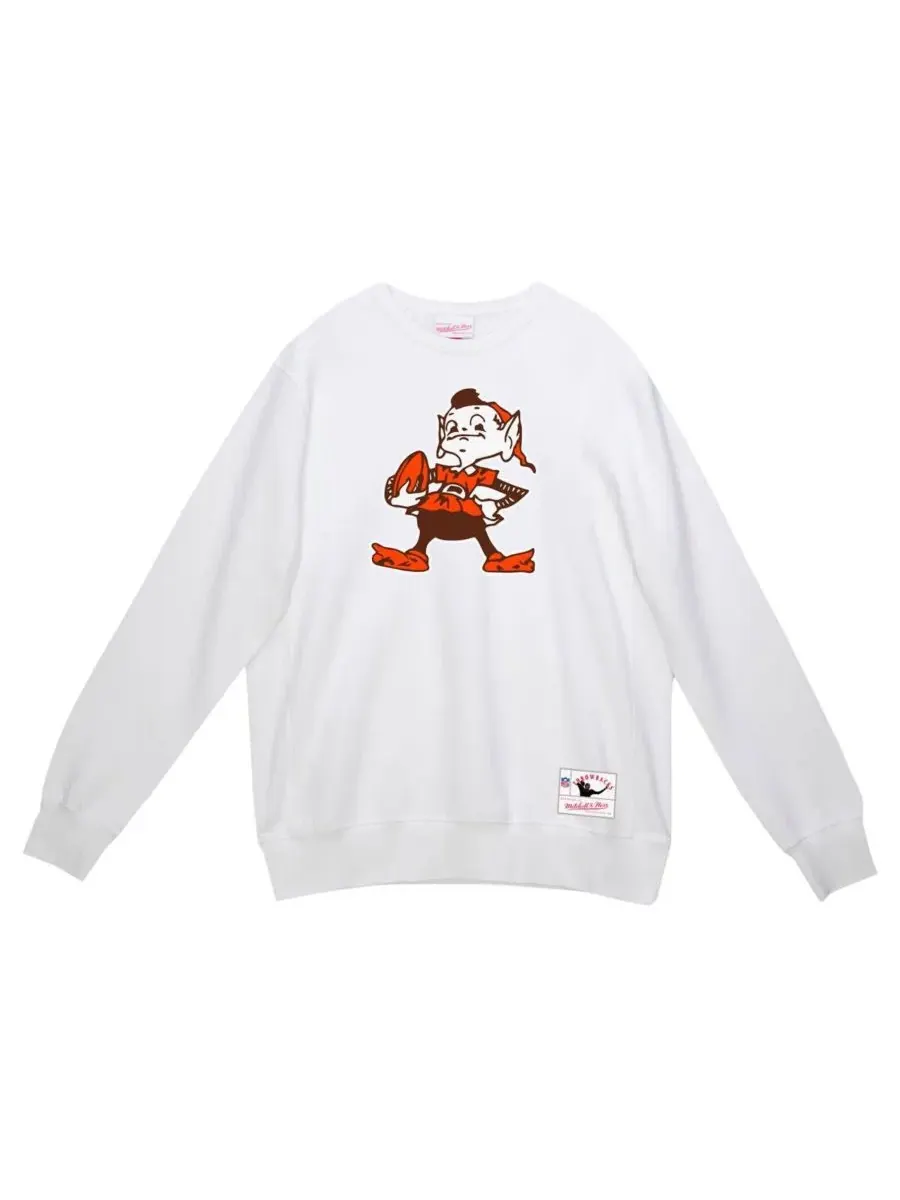 Mitchell & Ness Мужская белая флисовая толстовка с символикой команды Cleveland Browns — изображение 3 из 3, белый