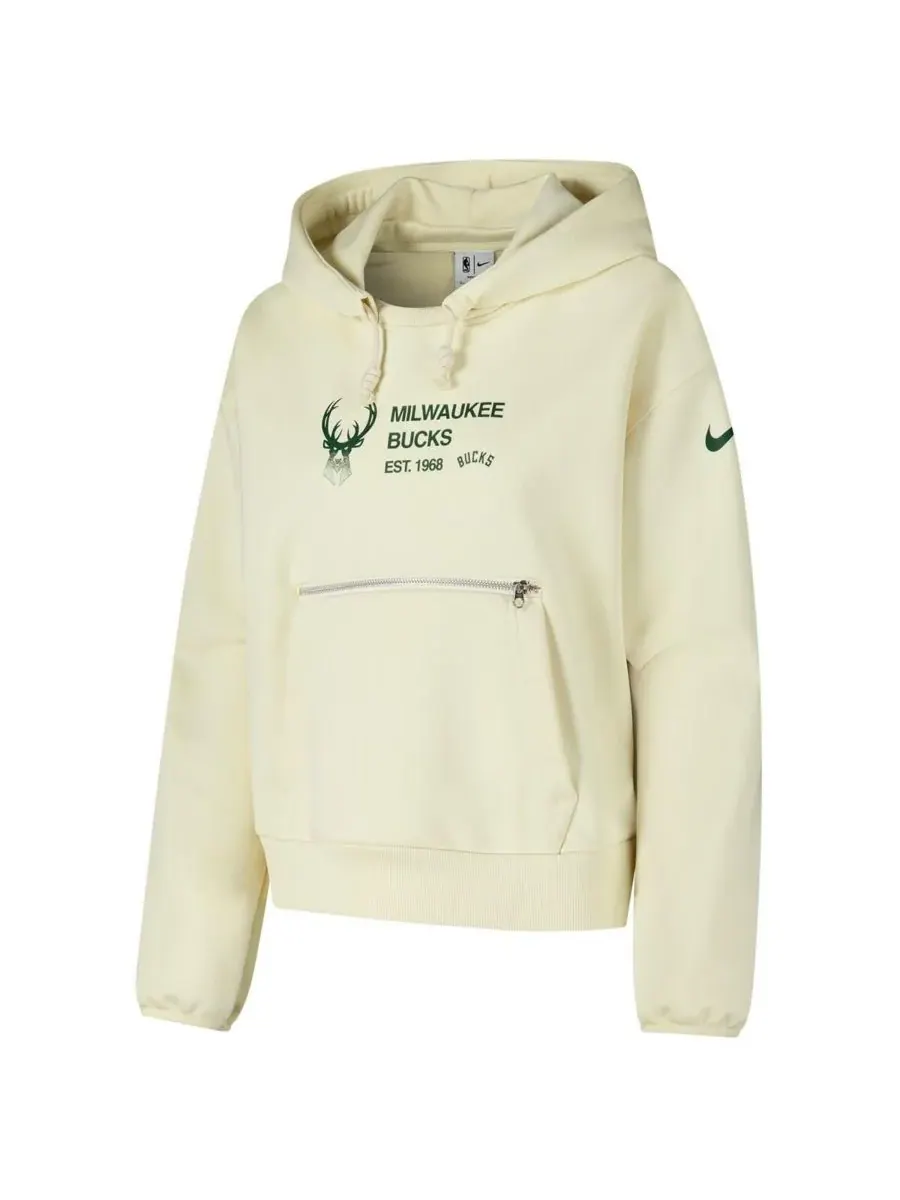 Nike Женская кремовая толстовка с капюшоном Milwaukee Bucks Courtside Standard Issue Performance — изображение 2 из 3