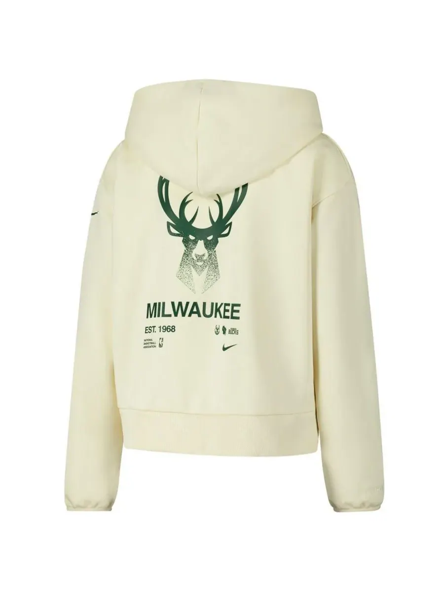Nike Женская кремовая толстовка с капюшоном Milwaukee Bucks Courtside Standard Issue Performance — изображение 3 из 3