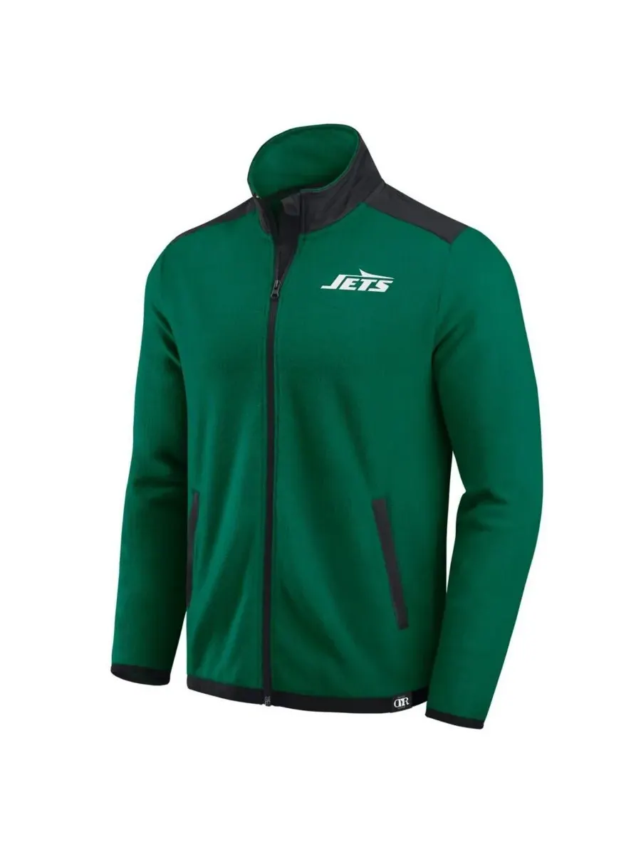 Fanatics Мужская зеленая флисовая куртка на молнии с цветными блоками в стиле New York Jets от — изображение 3 из 3, зеленый