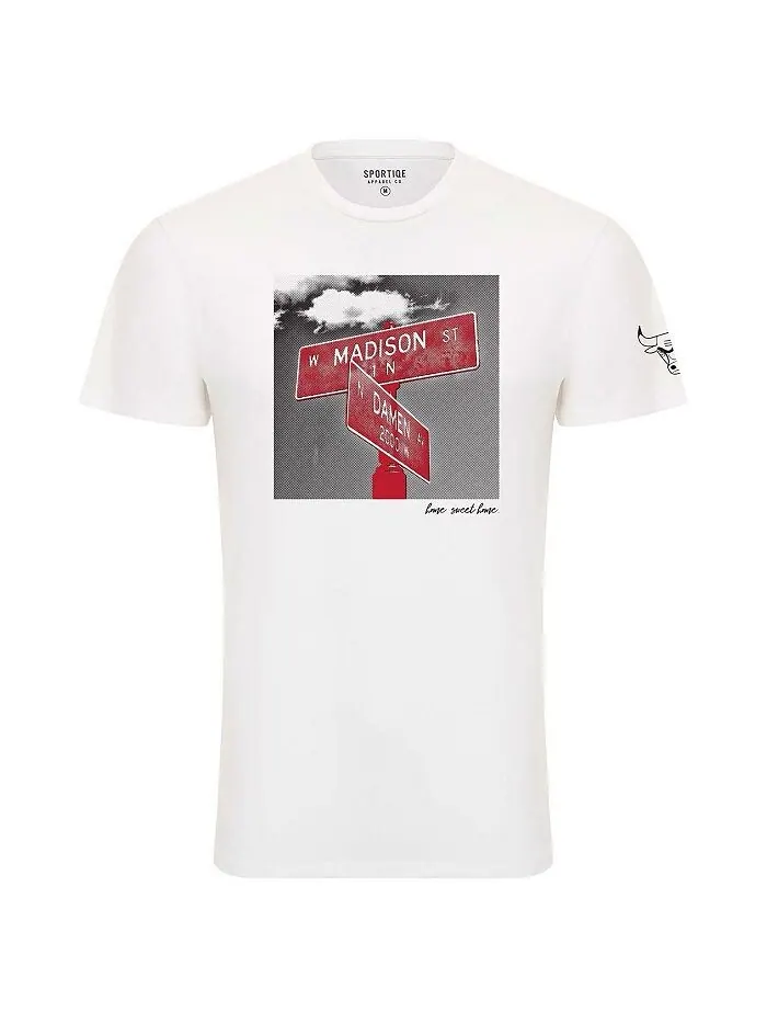 Мужская и женская белая футболка Chicago Bulls 1966 Collection Bingham Sportiqe — изображение 2 из 3, белый