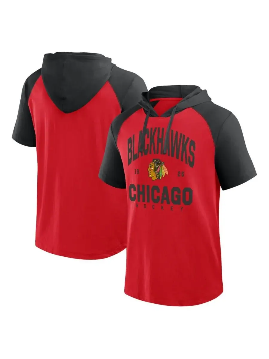 Logo Athletic Мужская красно-черная толстовка с коротким рукавом и рукавами реглан Chicago — изображение 1 из 3