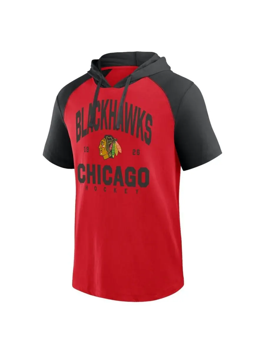 Logo Athletic Мужская красно-черная толстовка с коротким рукавом и рукавами реглан Chicago — изображение 2 из 3