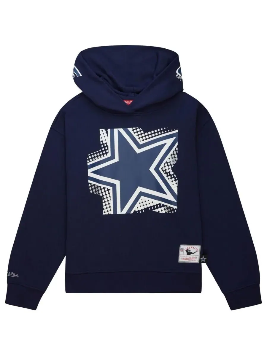 Mitchell & Ness Женская темно-синяя толстовка с капюшоном Dallas Cowboys Gridiron Classics Big Face — изображение 2 из 4