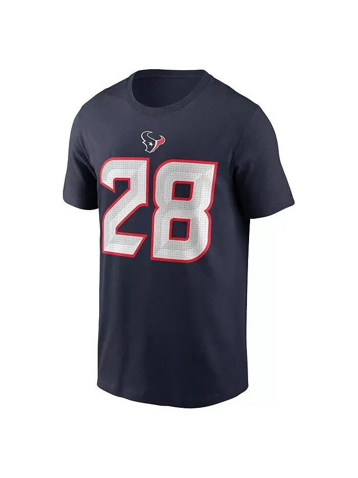 Мужская футболка Joe Mixon Navy Houston Texans с именем и номером игрока Nike — изображение 2 из 3