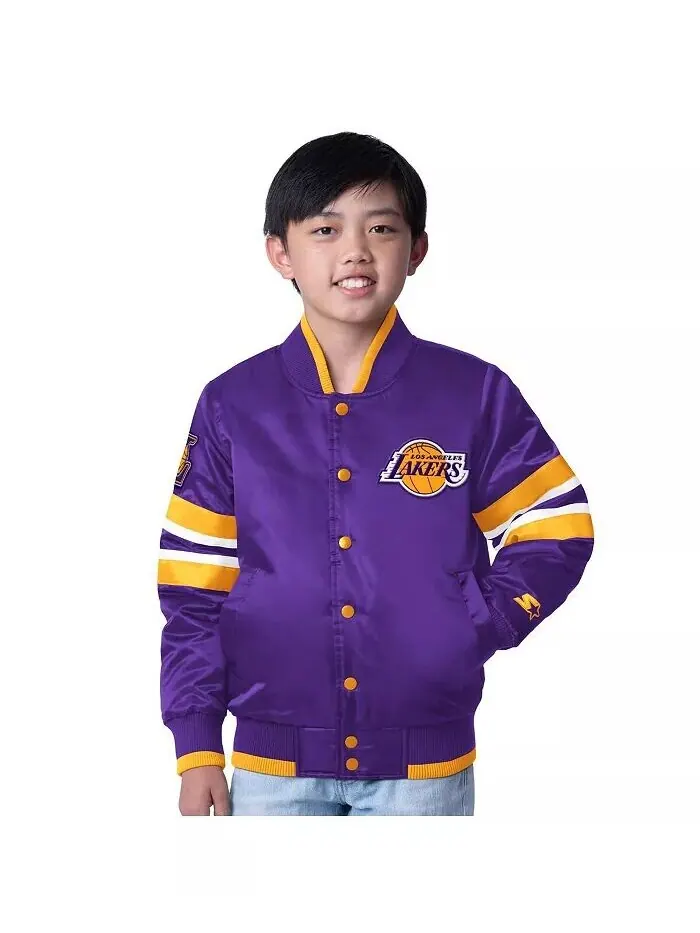 Куртка на кнопках для больших мальчиков и девочек, фиолетовая, Los Angeles Lakers Scout Varsity — изображение 1 из 2