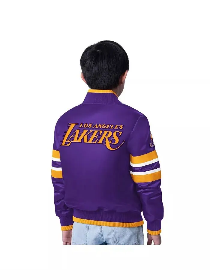 Куртка на кнопках для больших мальчиков и девочек, фиолетовая, Los Angeles Lakers Scout Varsity — изображение 2 из 2
