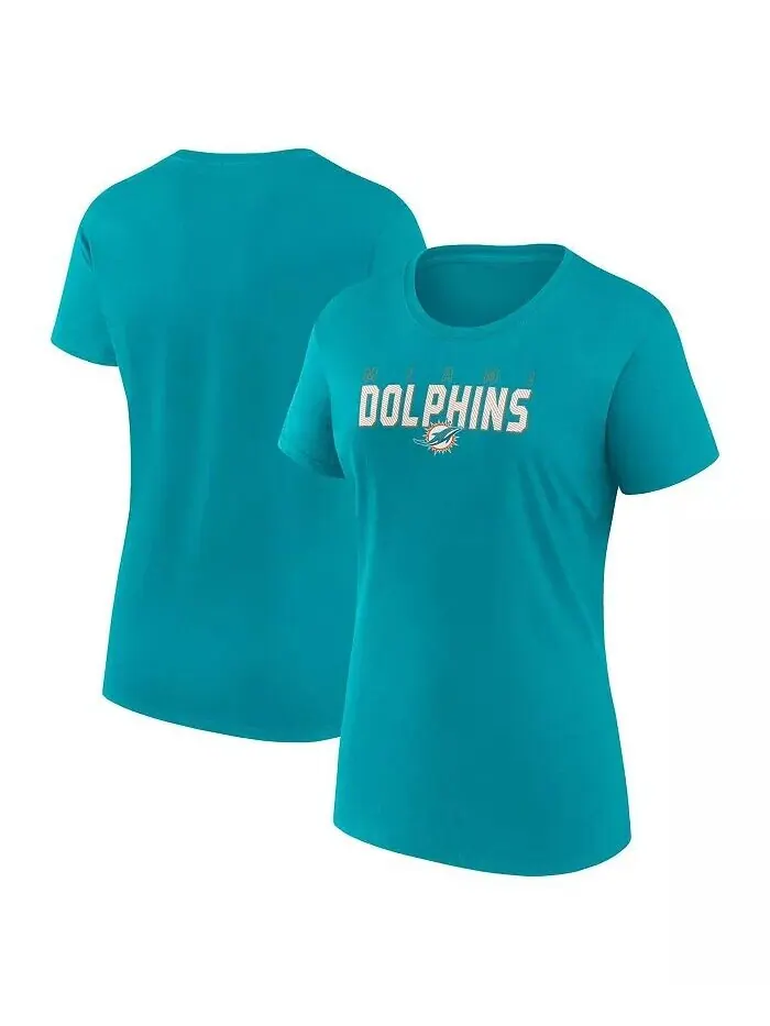 Женская футболка Aqua Miami Dolphins Lean Logo Athletic — изображение 1 из 3