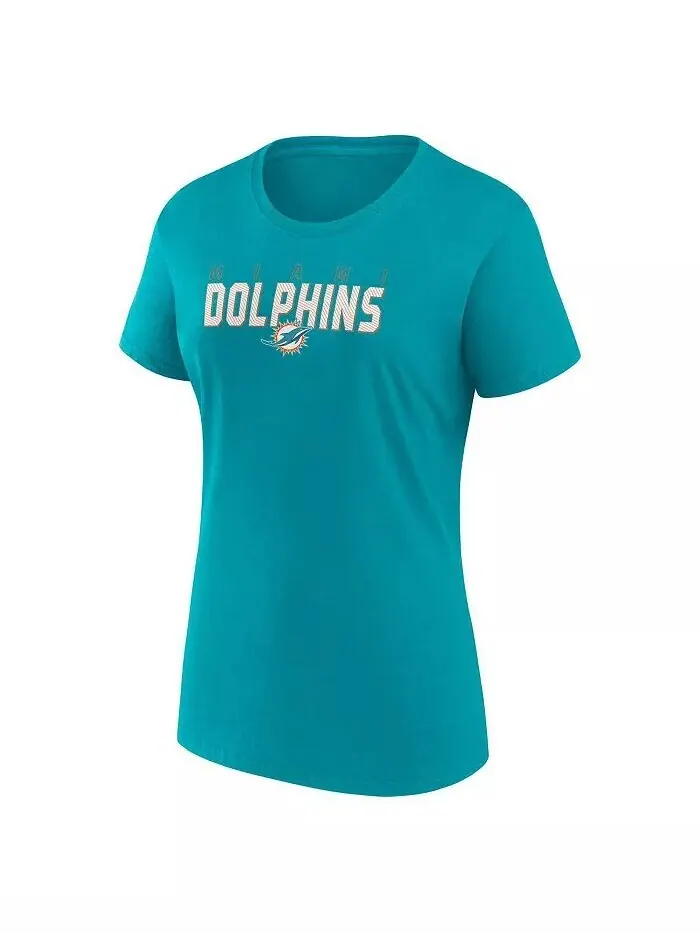 Женская футболка Aqua Miami Dolphins Lean Logo Athletic — изображение 2 из 3