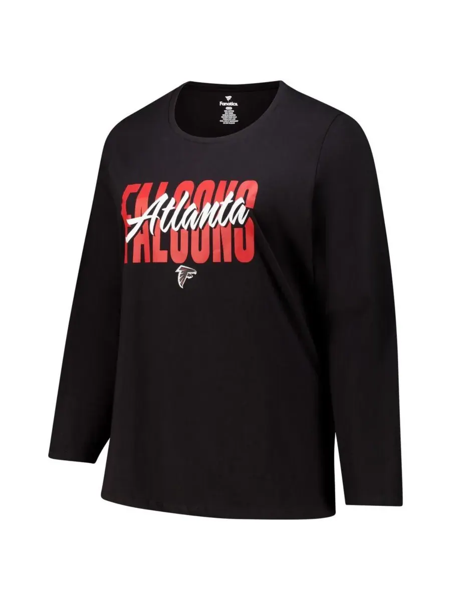 Fanatics Женская черная футболка с длинными рукавами и круглым вырезом с символикой команды Atlanta — изображение 3 из 3