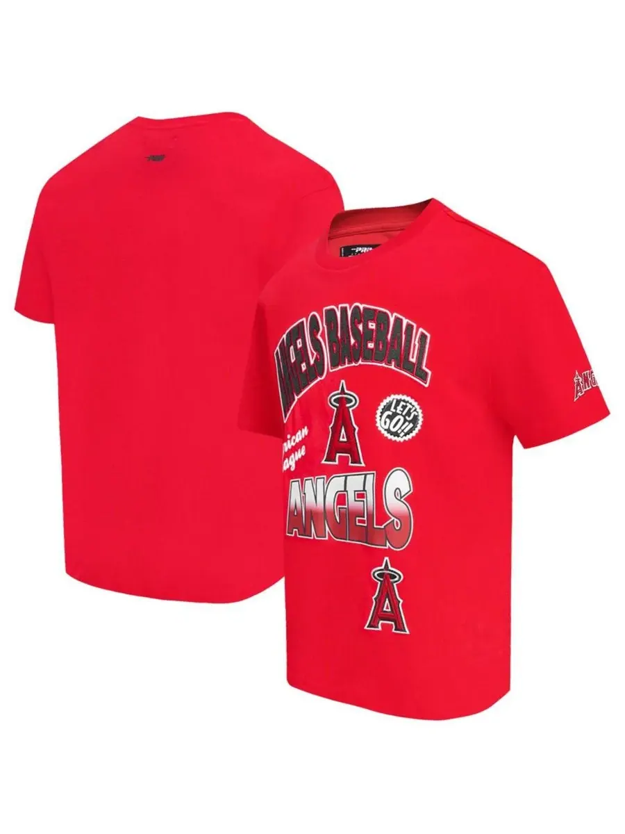 Pro Standard Мужская красная футболка Los Angeles Angels Turn It Up с приспущенными плечами — изображение 1 из 5, красный