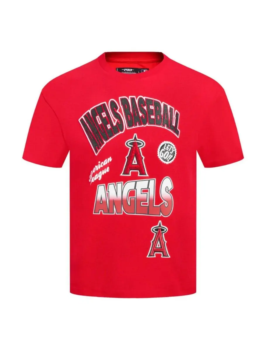 Pro Standard Мужская красная футболка Los Angeles Angels Turn It Up с приспущенными плечами — изображение 4 из 5, красный
