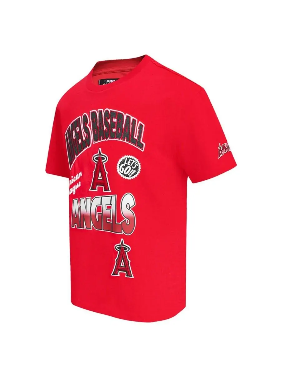Pro Standard Мужская красная футболка Los Angeles Angels Turn It Up с приспущенными плечами — изображение 5 из 5, красный