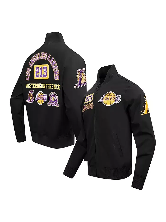 Мужская черная толстовка с полной застежкой-молнией Los Angeles Lakers Area Code Twill Pro Standard — изображение 1 из 3