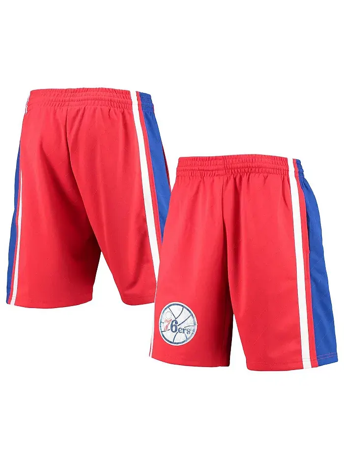 Мужские шорты Philadelphia 76ers Hardwood Classics 75th Anniversary Swingman красные Mitchell & Ness — изображение 1 из 4
