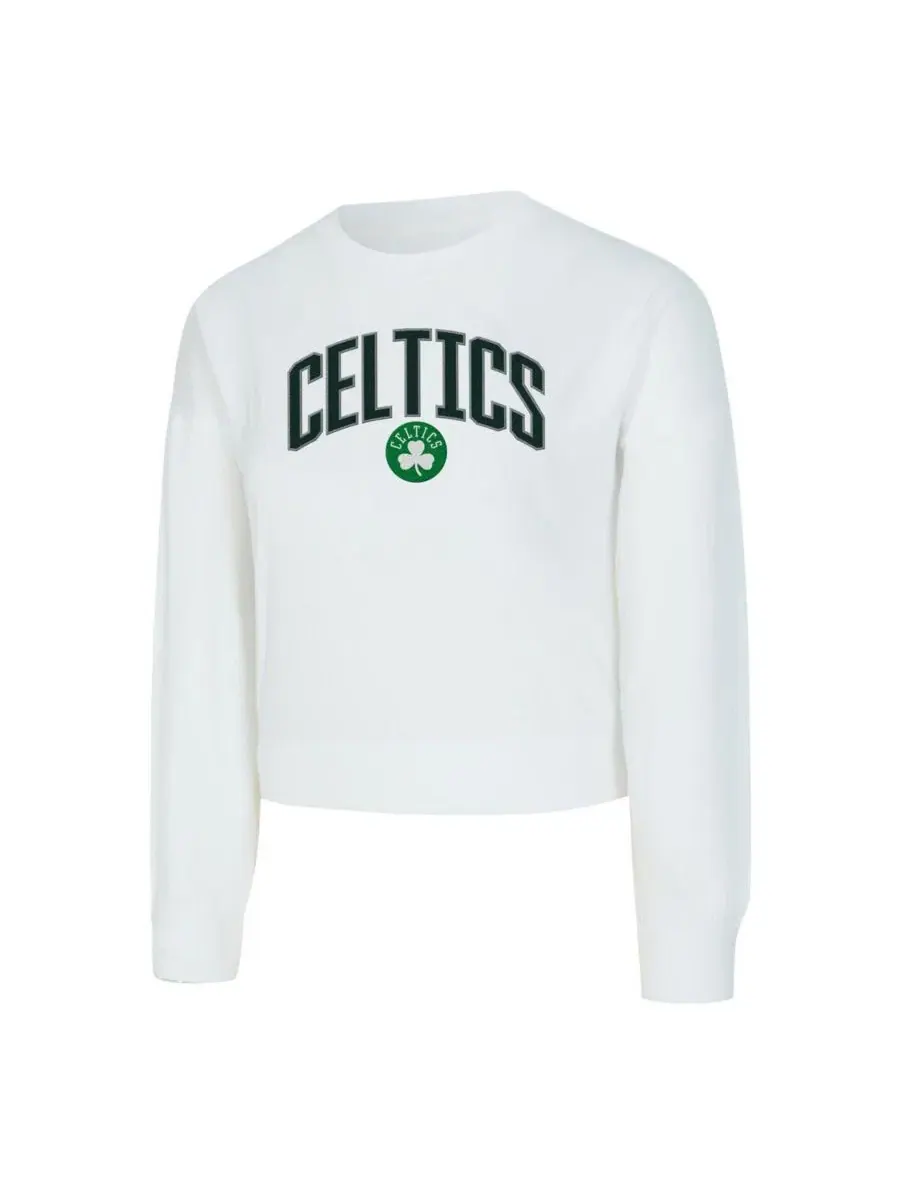 Женская белая укороченная футболка с длинными рукавами Boston Celtics Laney из синели Concepts Sport — изображение 2 из 3