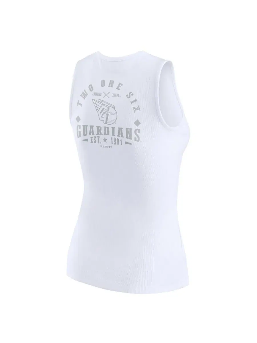 Женская белая трикотажная майка-поло Cleveland Guardians в рубчик Wear By Erin Andrews — изображение 3 из 7, белый