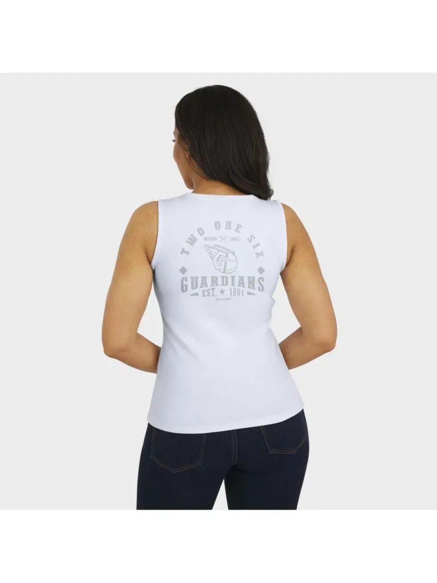 Женская белая трикотажная майка-поло Cleveland Guardians в рубчик Wear By Erin Andrews — изображение 5 из 7, белый