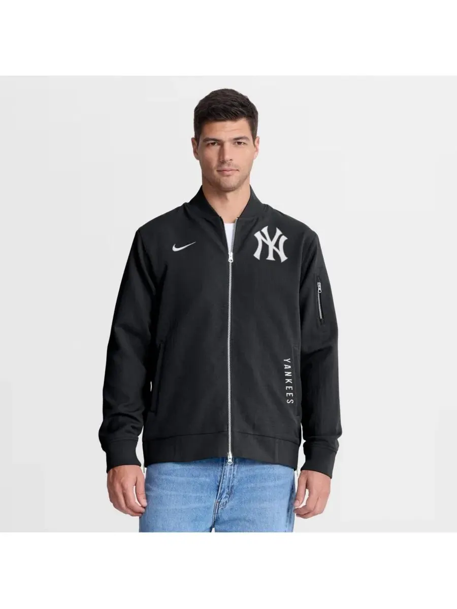 Бомбер Nike New York Yankees Authentic Collection Dugout Relaxed Full-Zip — изображение 1 из 5, черный черный