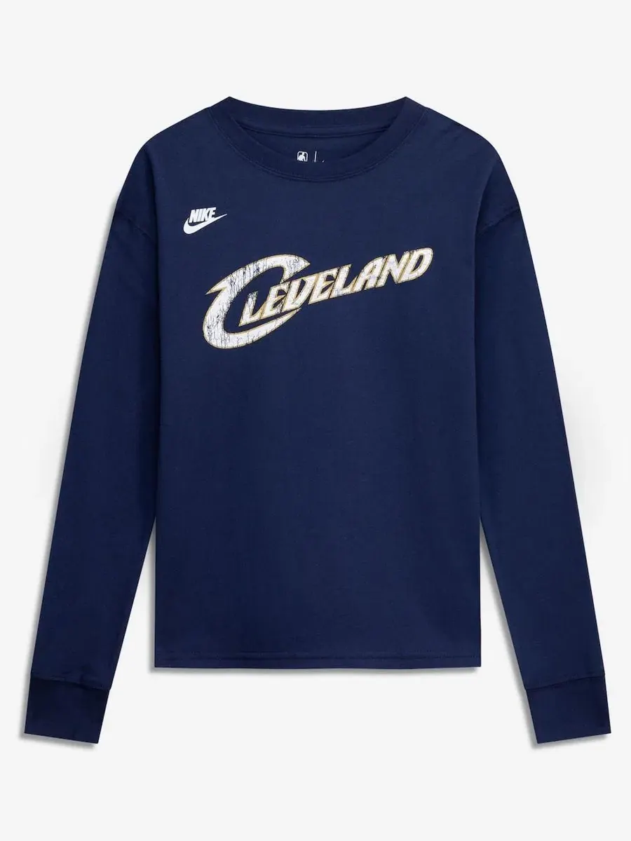 Футболка с длинным рукавом с принтом Cleveland Cavaliers Nike — изображение 1 из 3, темно-синий