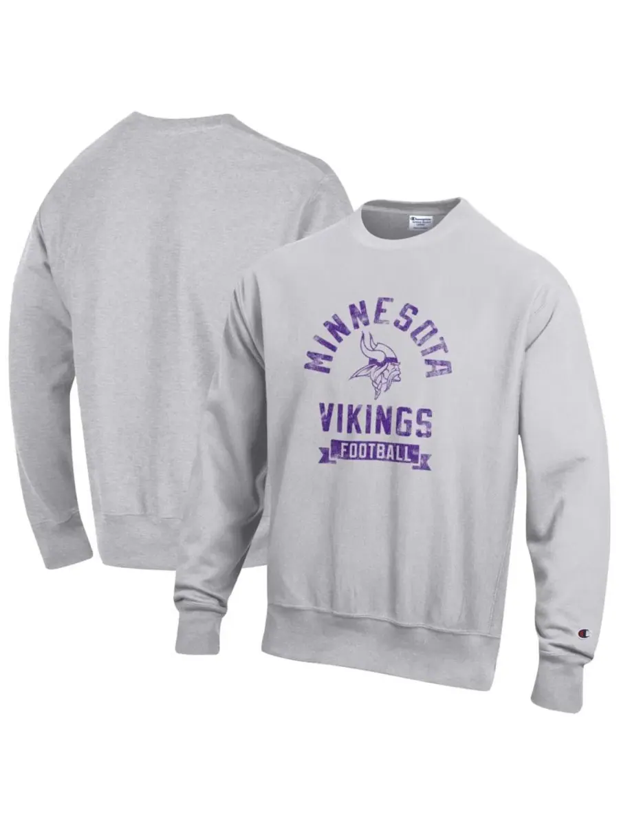 Свитшот-пуловер с принтом Minnesota Vikings Reverse Weave Champion — изображение 1 из 5, серый