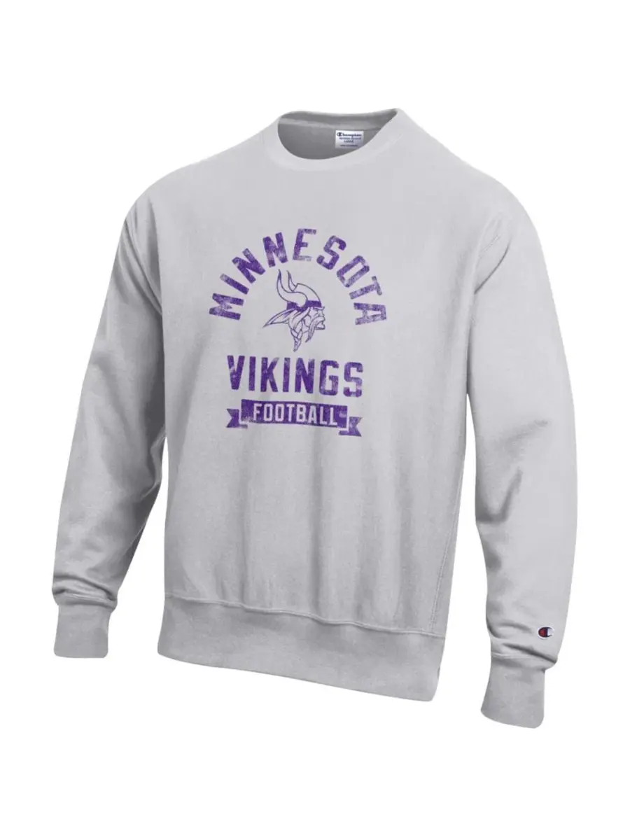Свитшот-пуловер с принтом Minnesota Vikings Reverse Weave Champion — изображение 5 из 5, серый