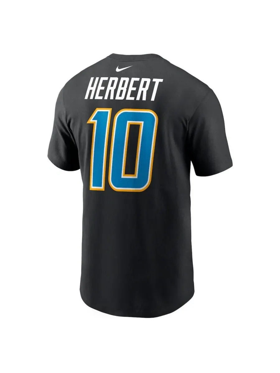 Футболка с принтом Justin Herbert Carbon Name and Number Nike — изображение 3 из 3, черный