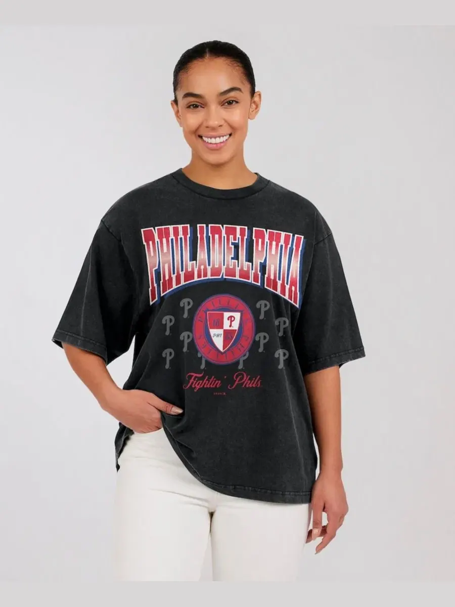 Футболка оверсайз с принтом Philadelphia Phillies WEAR by Erin Andrews — изображение 1 из 3, черный