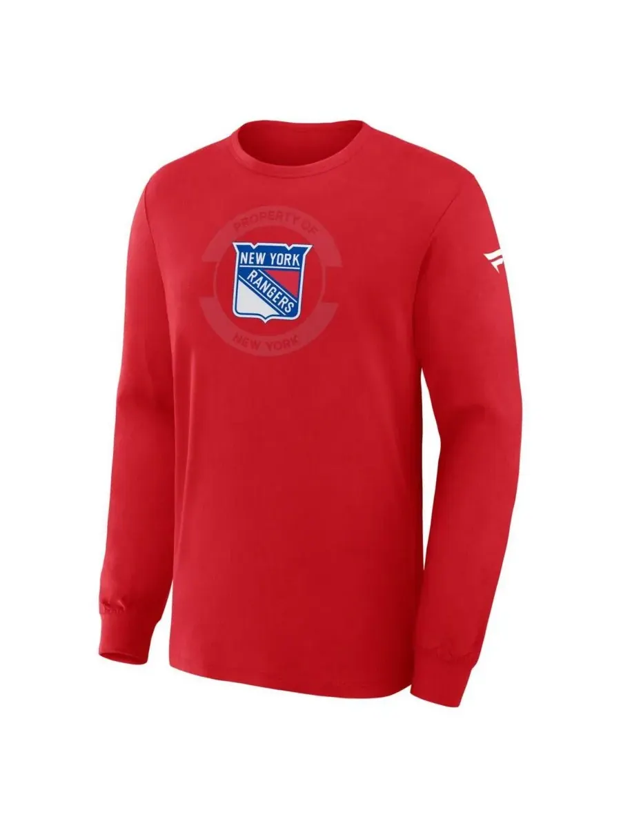 Fanatics Мужская красная футболка с длинным рукавом New York Rangers Authentic Pro Property Of — изображение 2 из 3, красный