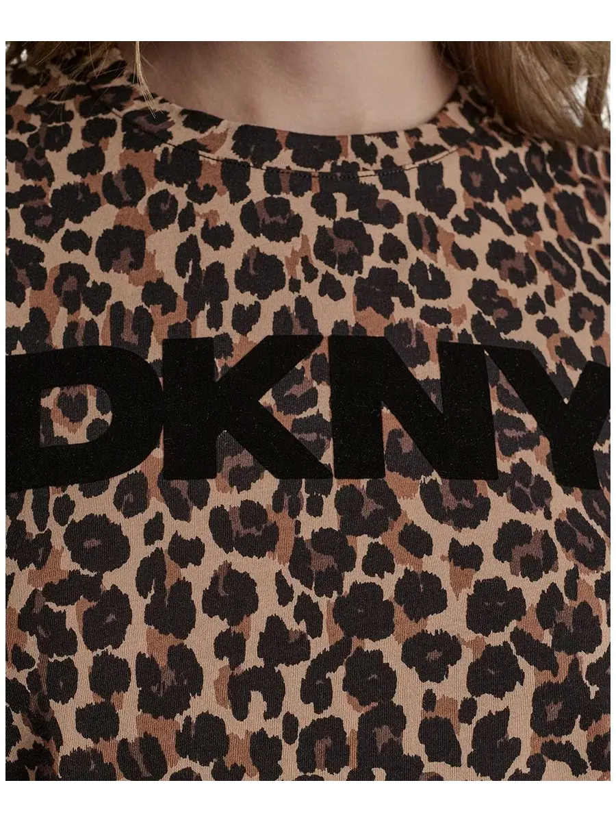 Футболка с принтом леопарда Foil Logo Leopard DKNY Sport, Leopard Caramel — изображение 4 из 5