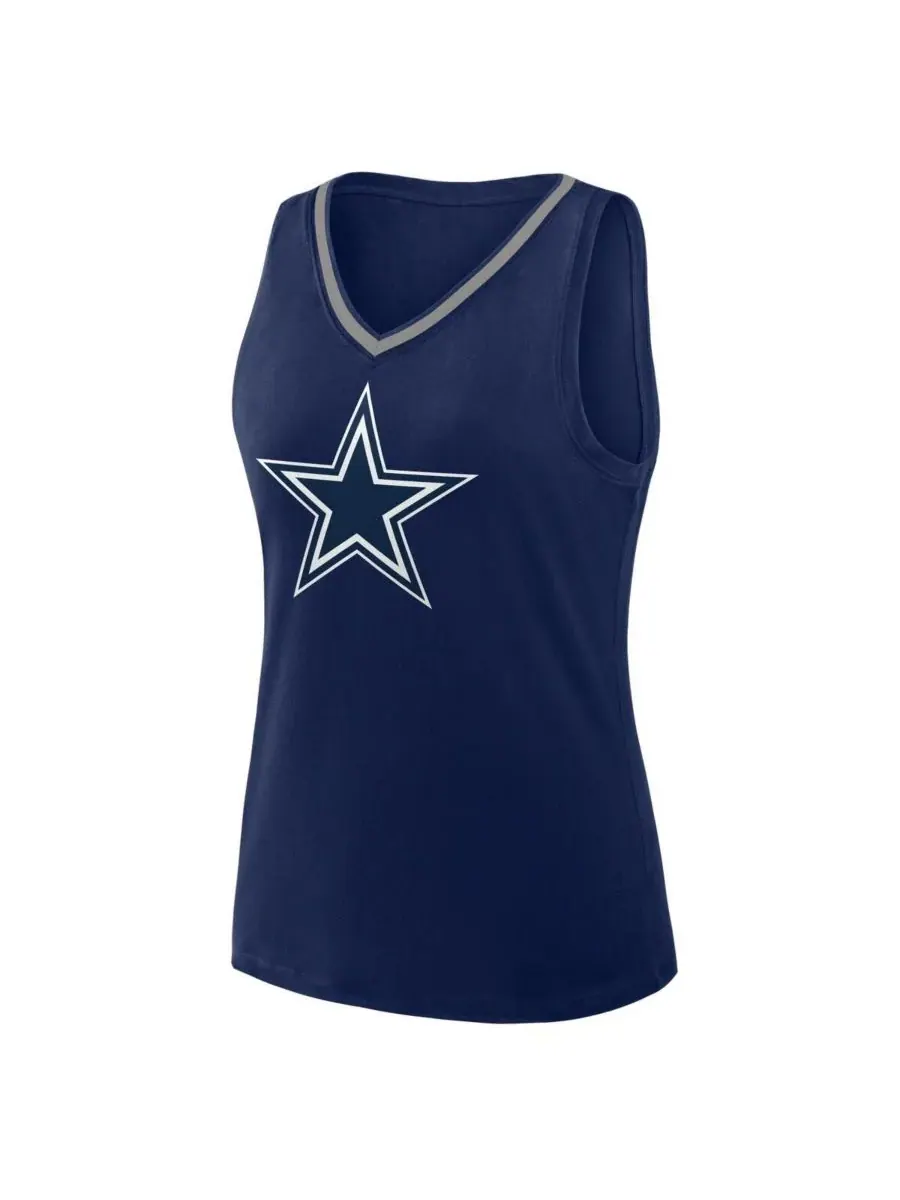 Logo Athletic Женская темно-синяя майка с V-образным вырезом и символикой команды Dallas Cowboys — изображение 3 из 3