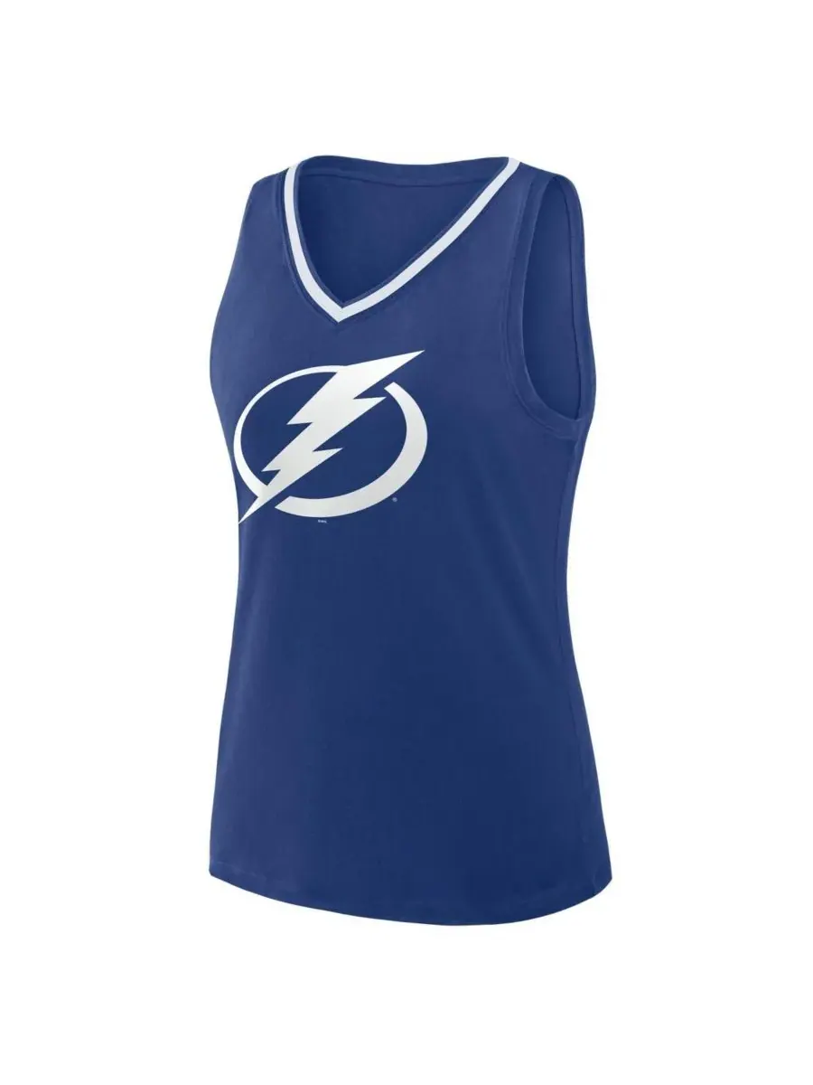 Logo Athletic Женская синяя майка с V-образным вырезом Tampa Bay Lightning Stellar Win — изображение 2 из 3, синий