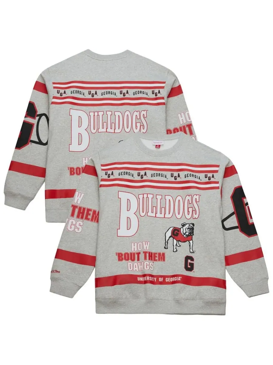 Mitchell & Ness Мужская серая толстовка с принтом Georgia Bulldogs по всей поверхности — изображение 1 из 5, серый