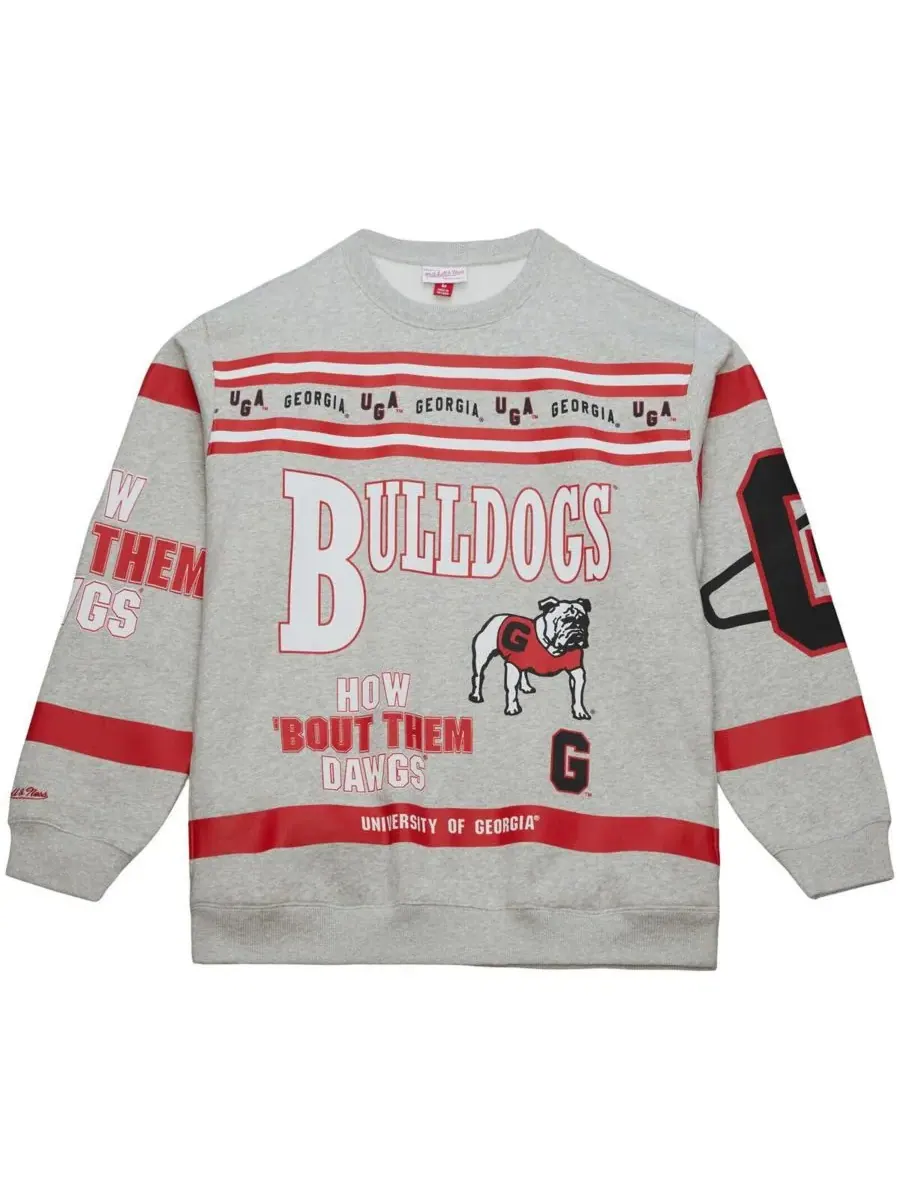 Mitchell & Ness Мужская серая толстовка с принтом Georgia Bulldogs по всей поверхности — изображение 2 из 5, серый