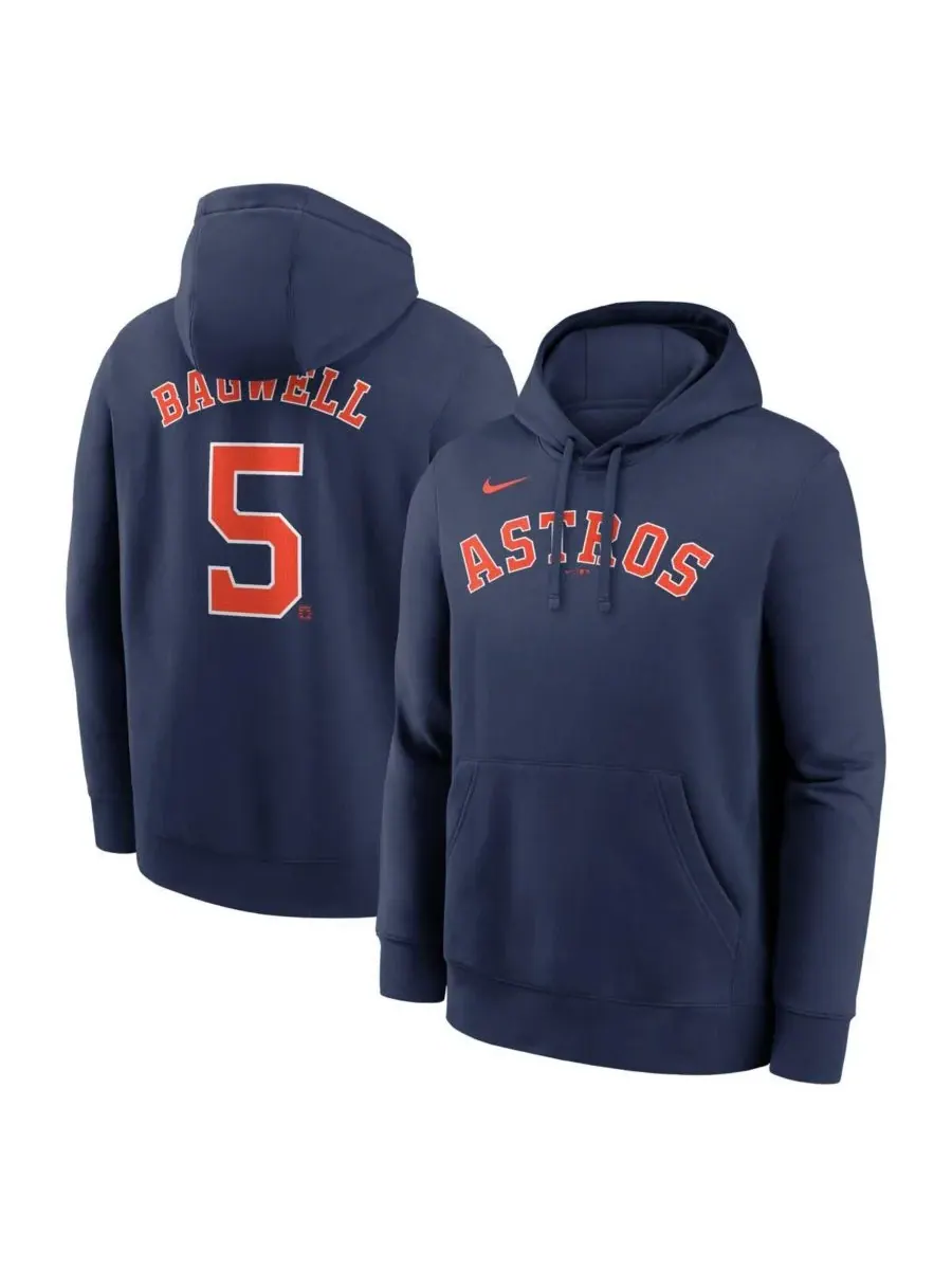 Nike Мужская толстовка с капюшоном Jeff Bagwell Navy Houston Astros с именем и номером игрока — изображение 1 из 3