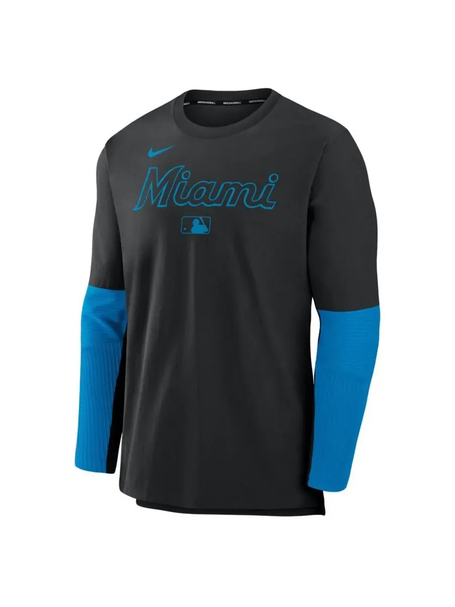 Nike Мужская легкая футболка с длинным рукавом из коллекции Authentic Collection "Miami Marlins" — изображение 3 из 3